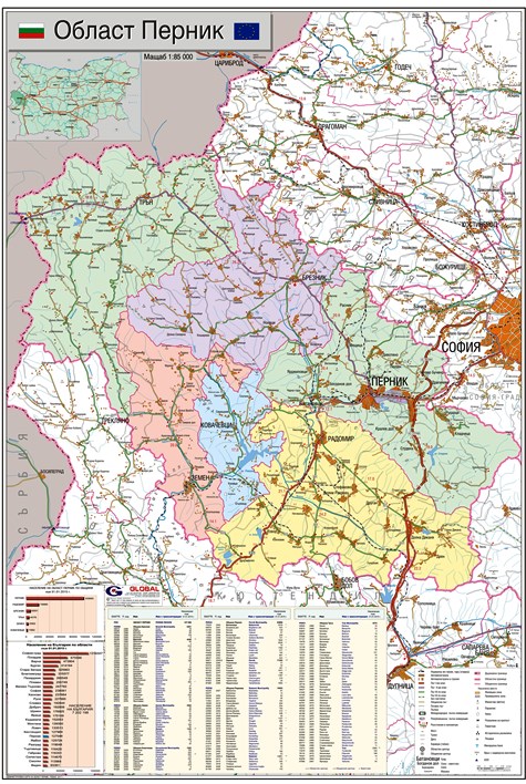 Карта на област Перник